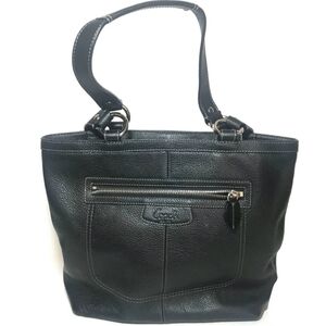 COACH PENELOPE BLACK PEBBLED LEATHER TOTE SHOULDER HANDBAG F14683 Gently Used